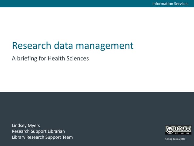 RDM: a briefing for Health Sciences