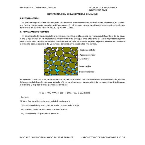 DETERMINACION DE LA HUMEDAD DEL SUELO 