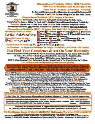 April 19, 2018-TIME TRAVELS #HumaneBoycottWorldwide (HBW)