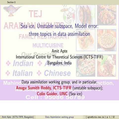 CLIM: Transition Workshop - Sea Ice, Unstable Subspace, Model Error: Three To...