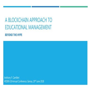 Beyond the hype, a blockchain approach to educational management
