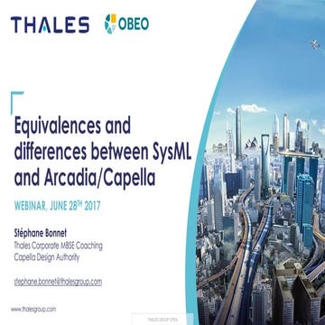 Equivalences and diffrences between SysML and Arcadia / Capella