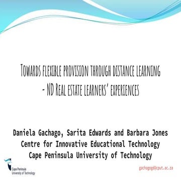 2018 07 06 Towards flexible provision through distance education - Real Estat...