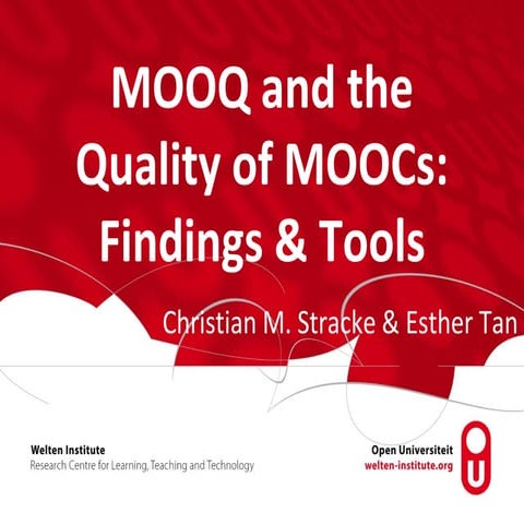 2018-07-13 MOOQ Conference in Athens MOOQ and the Quality of MOOCs - Findings...