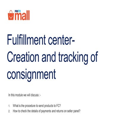 FC- creation and tracking of consignment