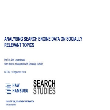 Analysing search engine data on socially relevant topics