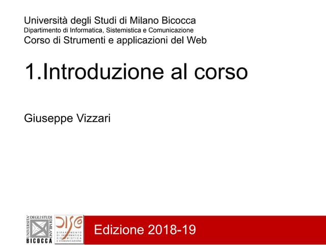 1 - Introduzione al corso 18/19