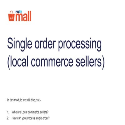 Single order processing local commerce