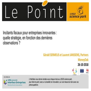 20181026 - le point - incitants fiscaux R&D - MoneyOak