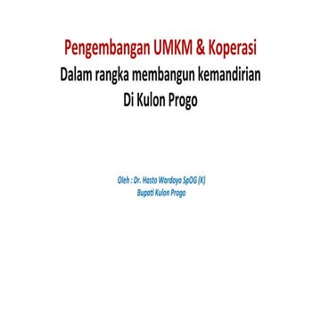 Pengembangan UMKM dan Koperasi