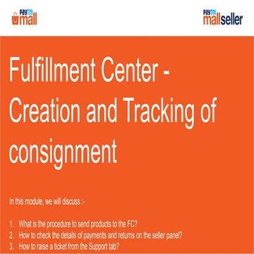 FC creation and tracking of consignment