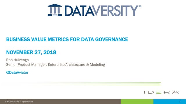 Business Value Metrics for Data Governance