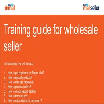 Training material for Wholesale seller