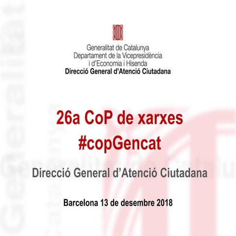 26a CoP de xarxes socials de la Generalitat de Catalunya