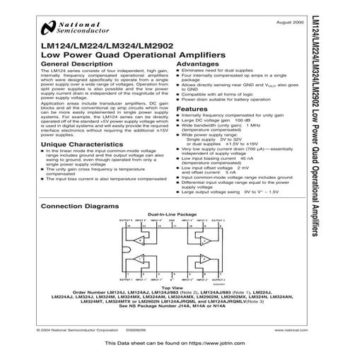 Low Power Quad Operational Amplifiers
