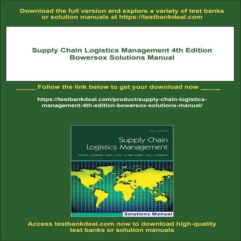 Supply Chain Logistics Management 4th Edition Bowersox Solutions Manual ...