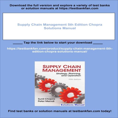Supply Chain Management 5th Edition Chopra Solutions Manual | PDF