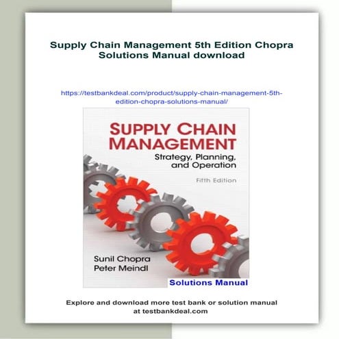 Supply Chain Management 5th Edition Chopra Solutions Manual