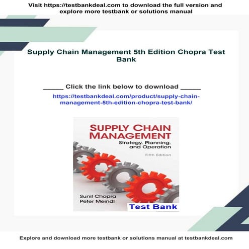 Test Bank for Supply Chain Management 5th Edition by Chopra & Meindl | PDF