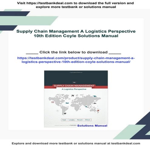 Supply Chain Management A Logistics Perspective 10th Edition Coyle Solutions ...