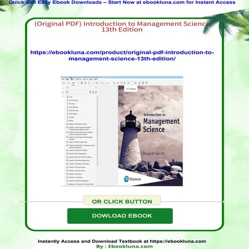(Original PDF) Introduction to Management Science 13th Edition | PDF