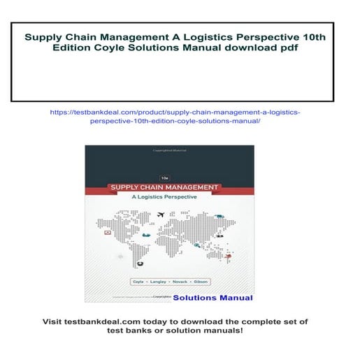 Supply Chain Management A Logistics Perspective 10th Edition Coyle Solutions ...