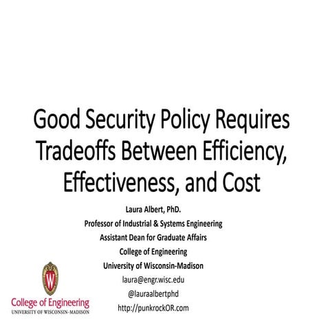 Translating Engineering and Operations Analyses into Effective Homeland Secur...