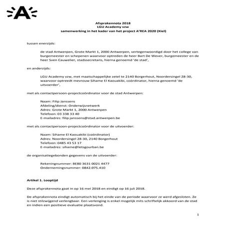 Afsprakennota LGU Academy vzw 2018