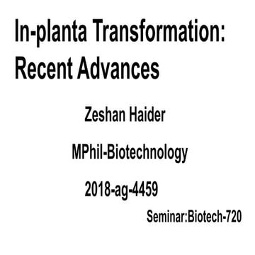 In-planta transformation: recent advances