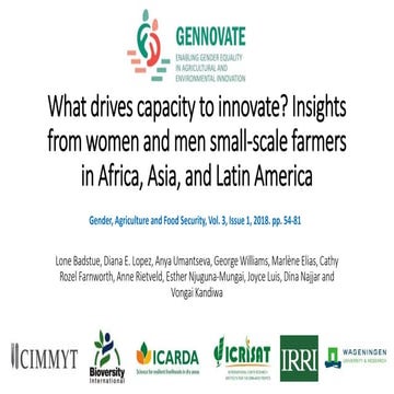 What drives capacity to innovate? Insights from women and men small-scale far...