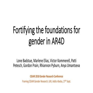 Fortifying the foundations for gender in AR4D