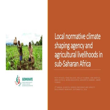Local normative climate shaping agency and agricultural livelihoods in Sub-Sa...