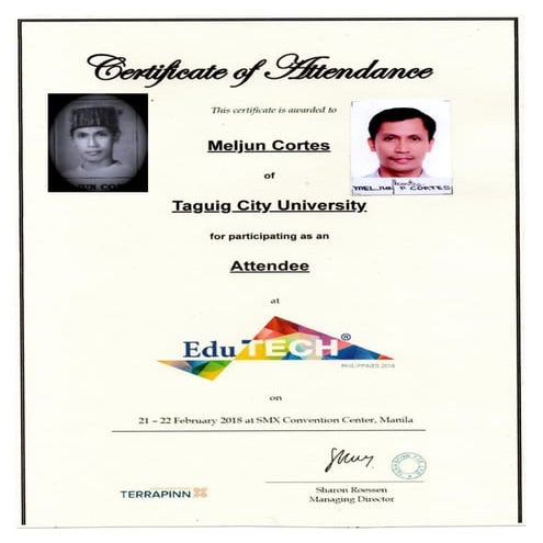 2018  EDU  TECH  Certificate of  ATTENDEE