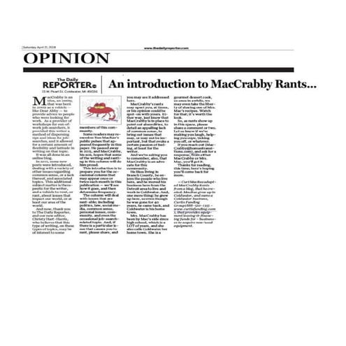 MacCrabby 2018 columns