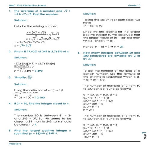 2018 mtap for g10 with answers