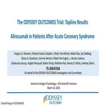 ODYSSEY Outcomes: Cardiovascular Outcomes with Alirocumab after ACS