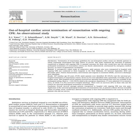 2018 Out-of-hospital cardiac arrest termination of resuscitation with ongoing...
