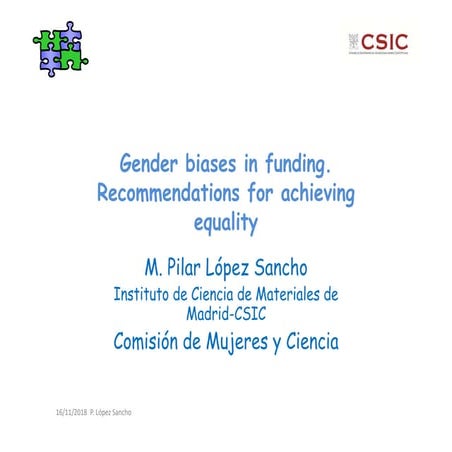 Gender biases in research funding. Recommendations for achieving gender equality
