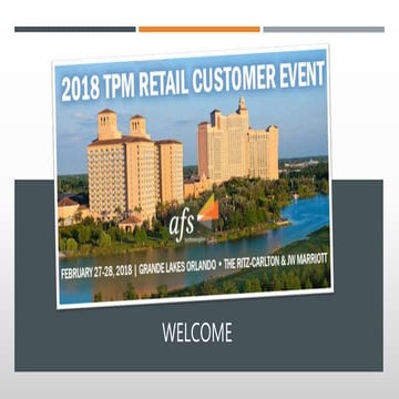 Joe Bellini - AFS CEO - TPM Customer Event Opening Remarks