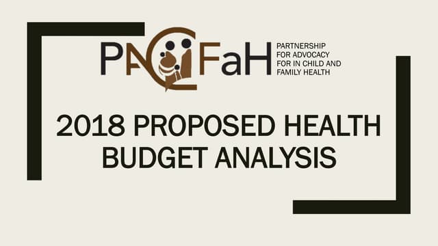2018 proposed health budget analysis