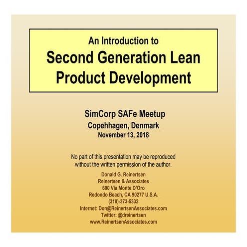 2018-11-13 Don Reinertsen: An Introduction to Second Generation Lean Product ...