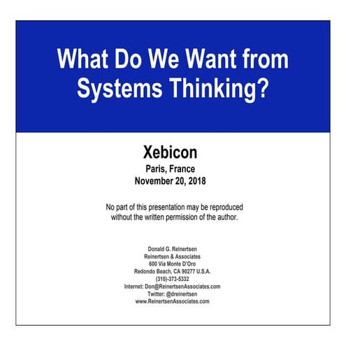 Reinertsen Xebicon System Thinking 11-20-2018