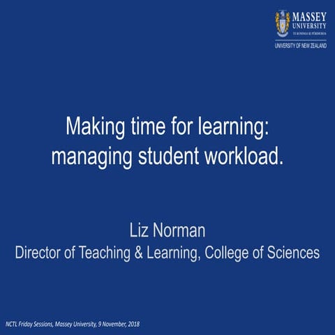 Making time for learning: managing student workload | PPTX ...