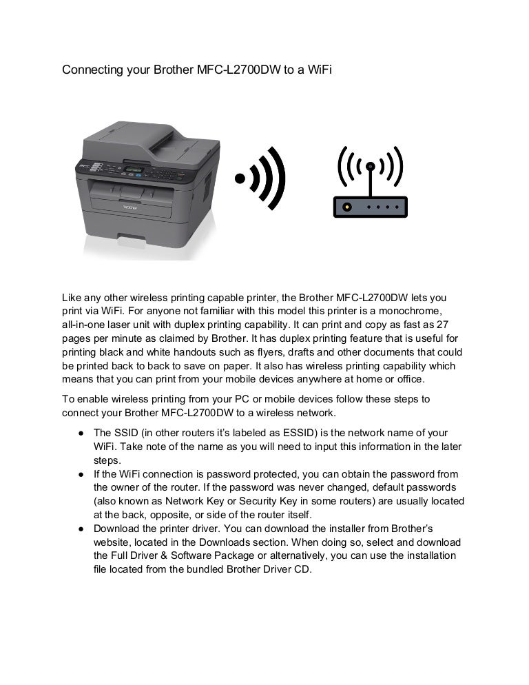 Connecting Your Brother MFCL2700DW to a Wifi