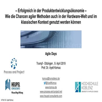 – Erfolgreich in der Produktentwicklungsökonomie Wie die Chancen agiler Metho...