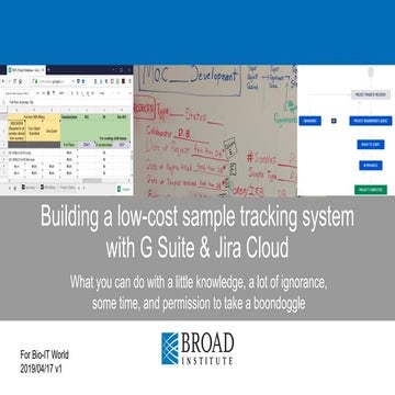 2019-04-17 Bio-IT World G Suite-Jira Cloud Sample Tracking