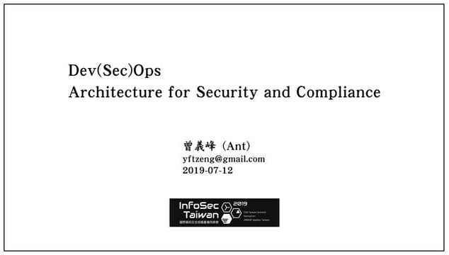 Dev(Sec)Ops - Architecture for Security and Compliance