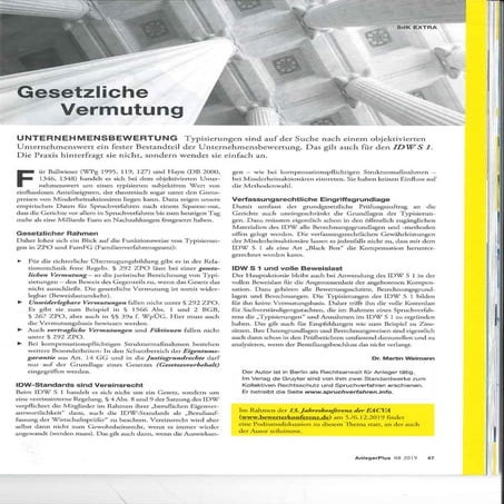 Unternehmensbewertung: Typisierung und IDW S1