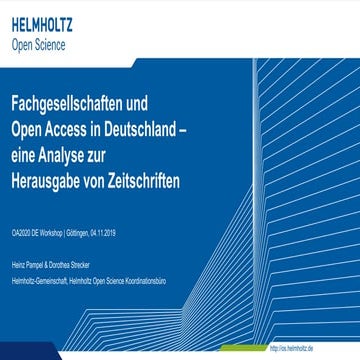 Fachgesellschaften und Open Access in Deutschland – eine Analyse zur Herausgabe von Zeitschriften