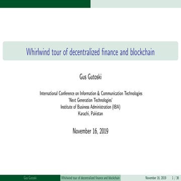 Whirlwind tour of decentralized finance and blockchain